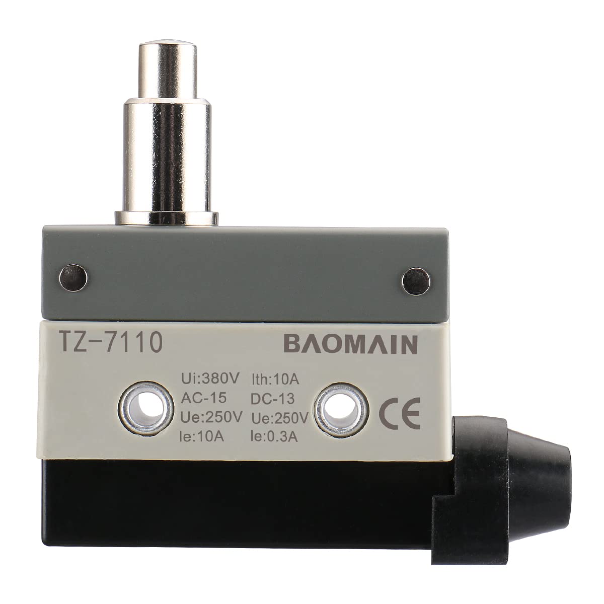 Baomain Endschalter Push Plunger SPDT 1NC+1NO AC DC 380V 10A Momentan Typ TZ-7110 CE-gelistet