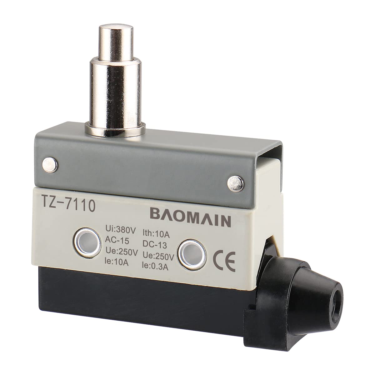 Baomain Endschalter Push Plunger SPDT 1NC+1NO AC DC 380V 10A Momentan Typ TZ-7110 CE-gelistet