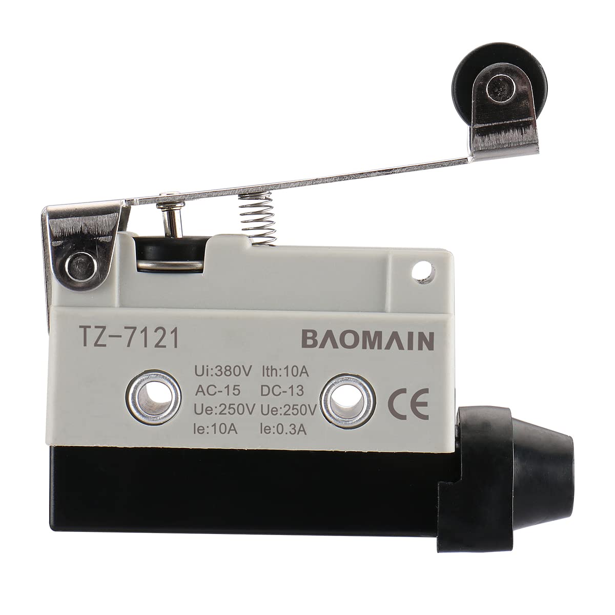 Baomain Endschalter Scharnier Rollenhebel Momentantyp SPDT 1NC+1NO AC DC 380V 10A Mikroschalter TZ-7121