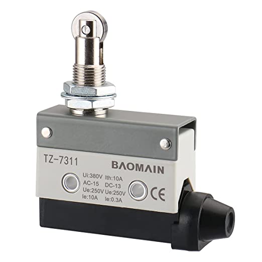 Baomain Endschalter, Plattenmontage, Rollenstößel, Momentantyp, SPDT 1NC+1NO, AC DC 380 V, 10 A, Mikroschalter TZ-7311