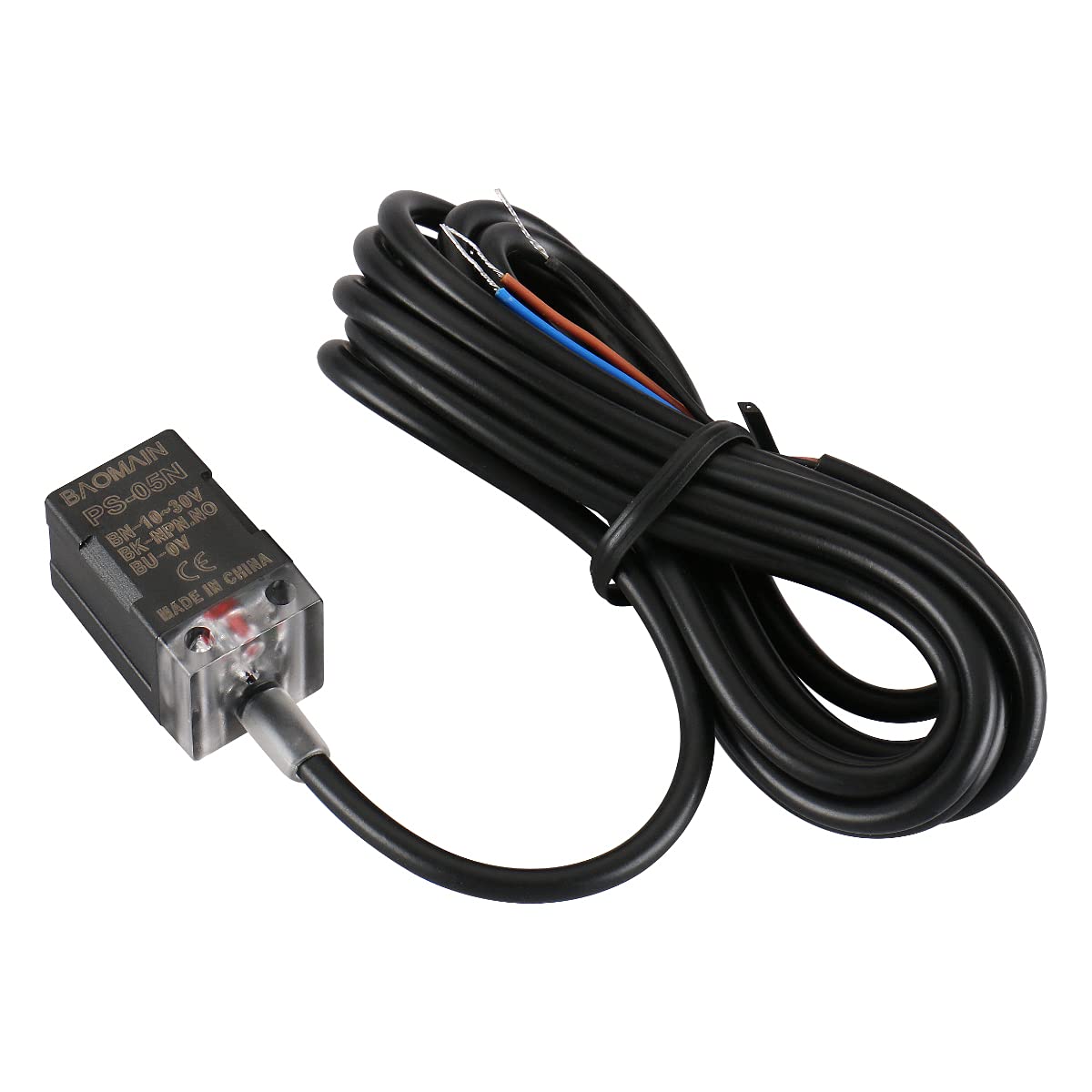 Baomain Approach Induktiver Näherungssensorschalter PS-05N NPN NO 10-30 V, 5 mm Erfassungsabstand 3-adrig