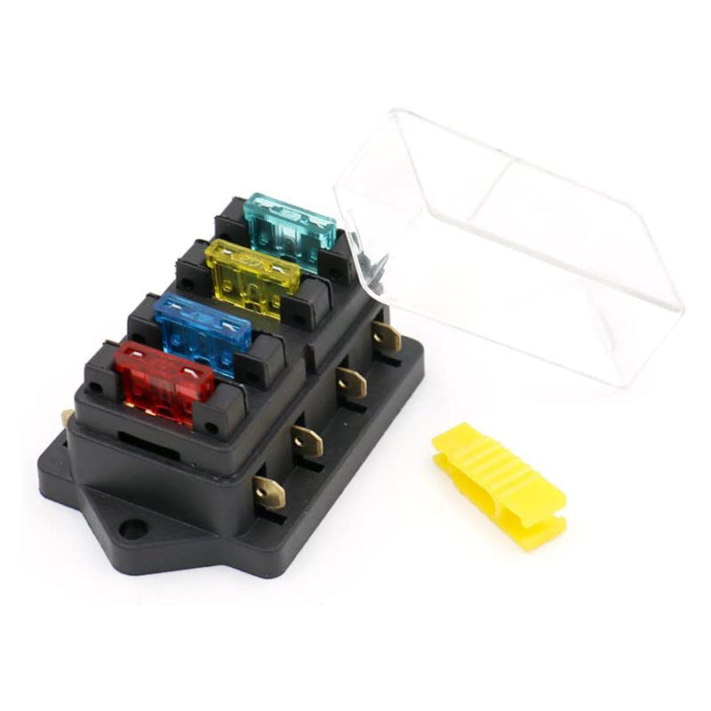 Baomain Sicherungshalter Box 4 Wege Auto LKW ATO ATC 12V/24V Flachsicherungskasten (inkl. Flachsicherung)