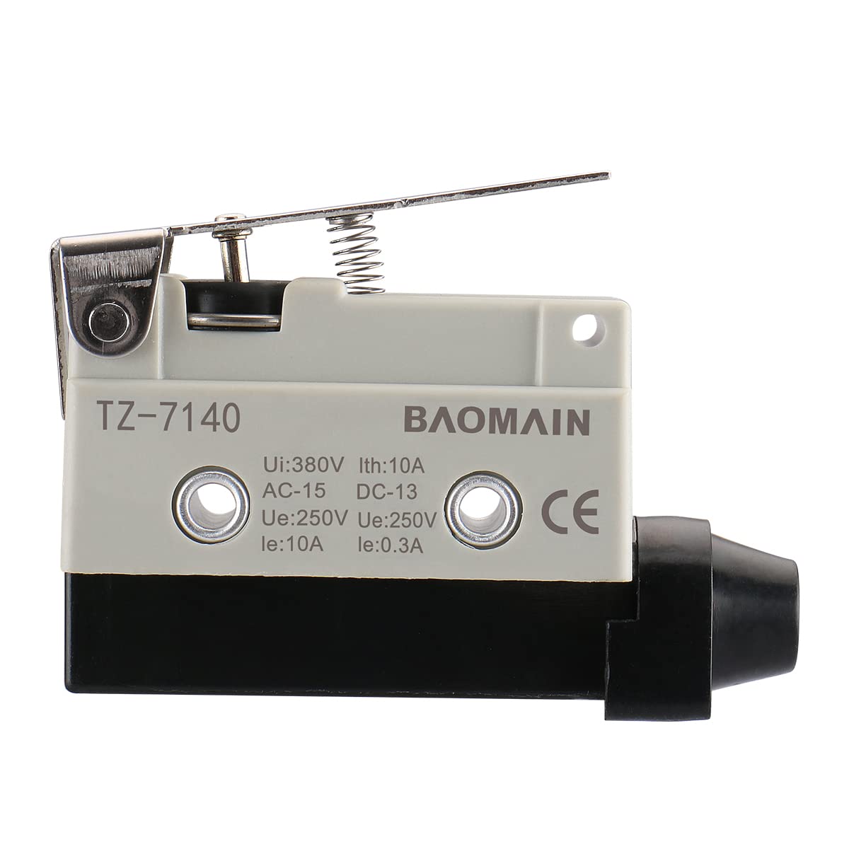 Baomain Endschalter Kurzer Scharnierhebel Momentantyp SPDT 1NC+1NO AC DC 380V 10A Mikroschalter TZ-7140