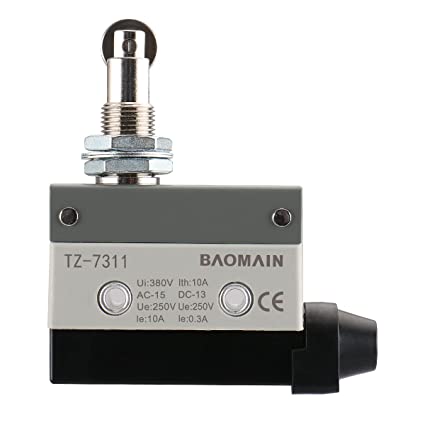 Baomain Endschalter, Plattenmontage, Rollenstößel, Momentantyp, SPDT 1NC+1NO, AC DC 380 V, 10 A, Mikroschalter TZ-7311