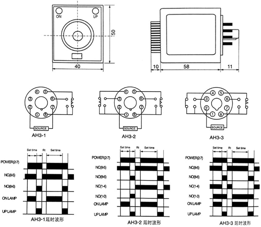 IIVVERR AH3-3 DC 24V 8 pinos DPDT 0-6 minutos 6 min Power on Delay Timer  Relay(AH3-3 DC 24V 8 Pines DPDT 0-6 Minutes 6Min Power on Delay Timer Time  Relay