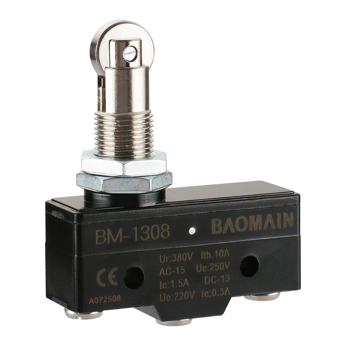 Baomain Mikroschalter TM-1308 Paralleler Rollenstößel Momentan AC 380 V 15 A Schraubklemmen