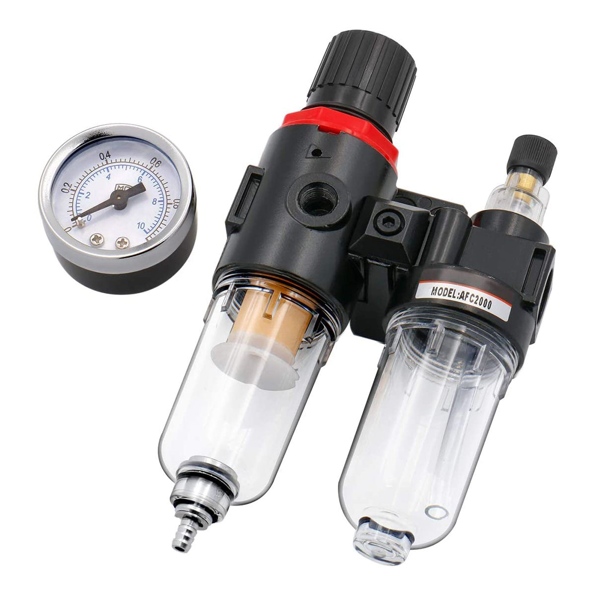 Baomain Pneumatische Luftkombination, 2 Einheiten, Luftfilter und Luftkompressor-Quellenbehandlung mit Druckmesser (1/4 Zoll, 1/8 Zoll)