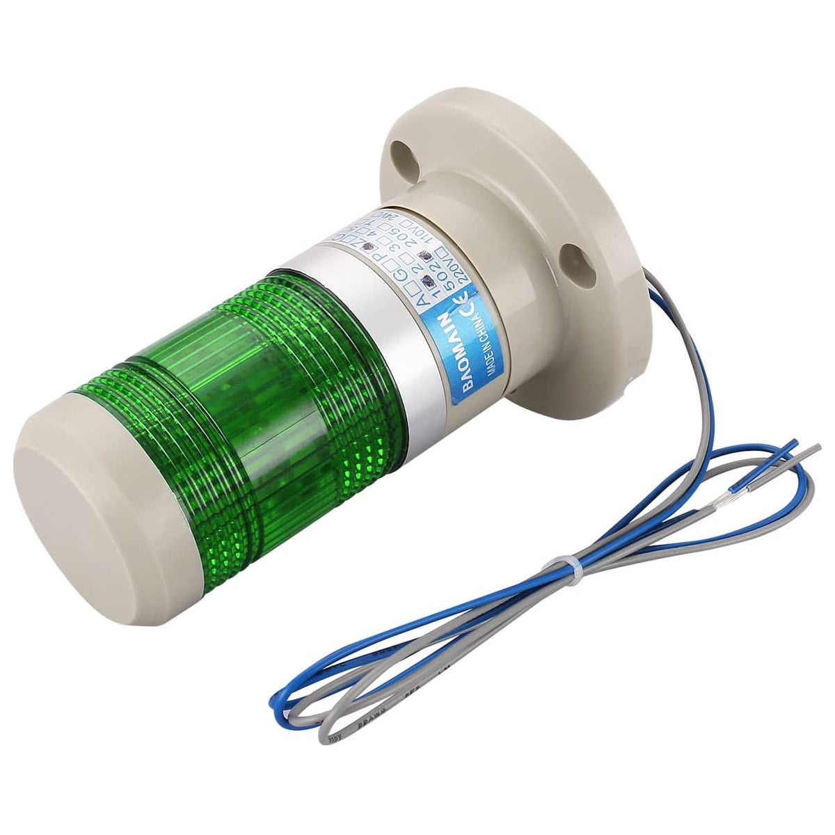 Baomain Warning Continuous Light DC 12V/24V AC 110V/220V Green LED Industrial Signal Light Tower Lamp LTP-502T