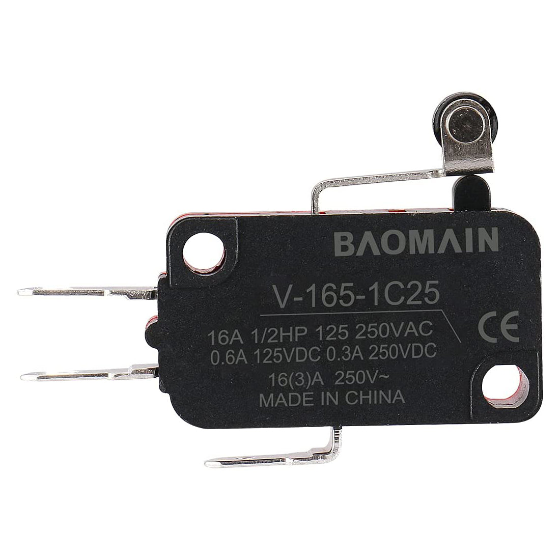 Baomain Mikroschalter V-165-1C25 SPDT Kurzer Rollenscharnierhebel 3-polig Momentan