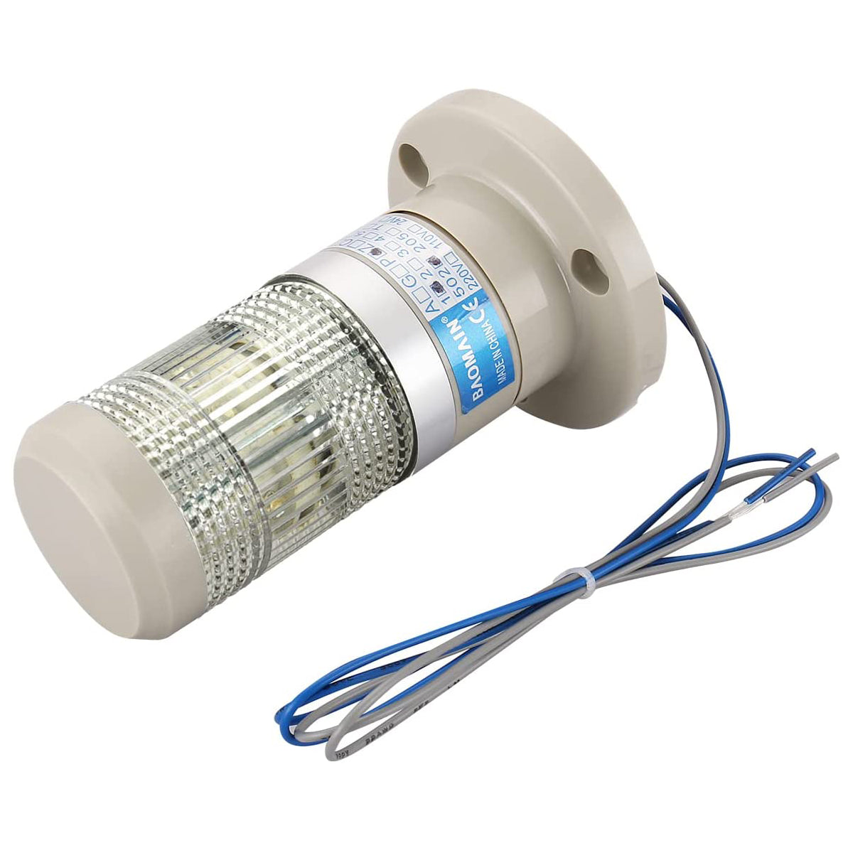 Baomain Warning Continuous Light DC 12V/24V AC 110V/220V White LED Industrial Signal Light Tower Lamp LTP-502T
