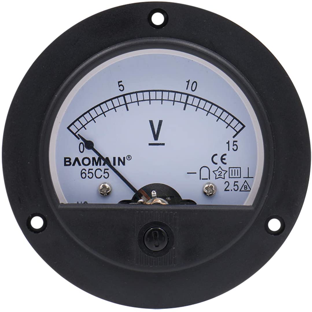 Baomain 65C5 Analogue Panel Meter Volt Voltage Gauge Analog Voltmeter DC 0-15 V - BAOMAIN