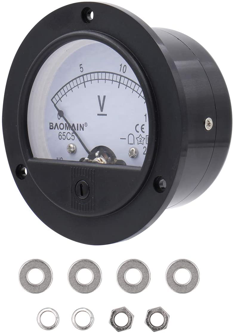 Baomain 65C5 Analogue Panel Meter Volt Voltage Gauge Analog Voltmeter DC 0-15 V - BAOMAIN