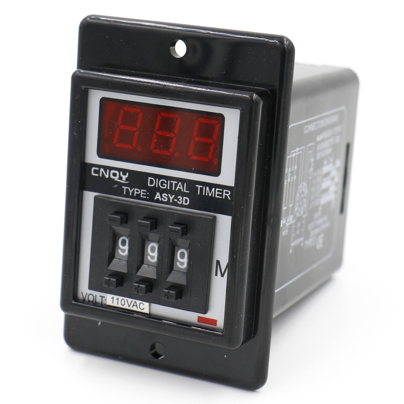 Baomain Digitales Timer-Zeitrelais ASY-3D DC 12 V/24 V/36 V AC 24 V/36 V/110 V/220 V 380 V 1-999 Minuten 8 Pins