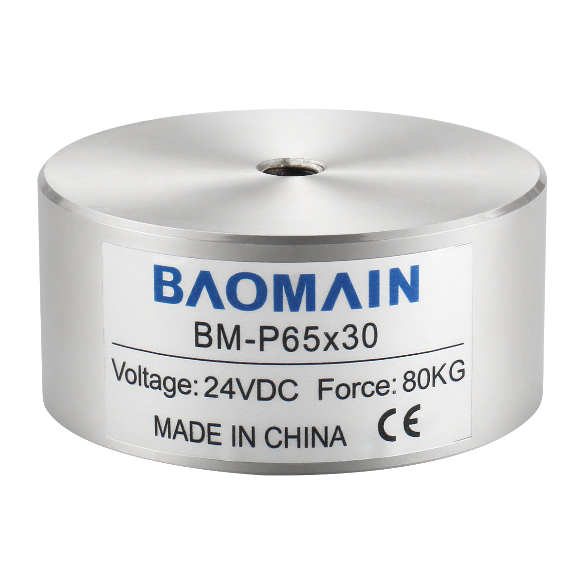 Baomain Elektromagnet Solenoid 176LB /80kg Kraft Elektrischer Hebemagnet Haltesauger BM-P65-30