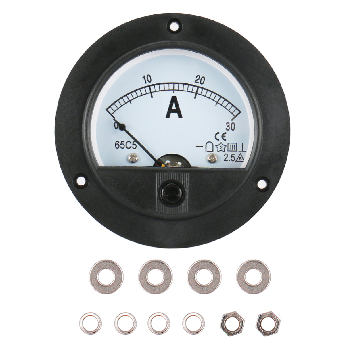 Baomain Ampere-Panelmeter, analoges Amperemeter, 65C5, DC 1A/2A/3A/5A/10A/15A/20A/30A, Klasse 2,5, CE-gelistet