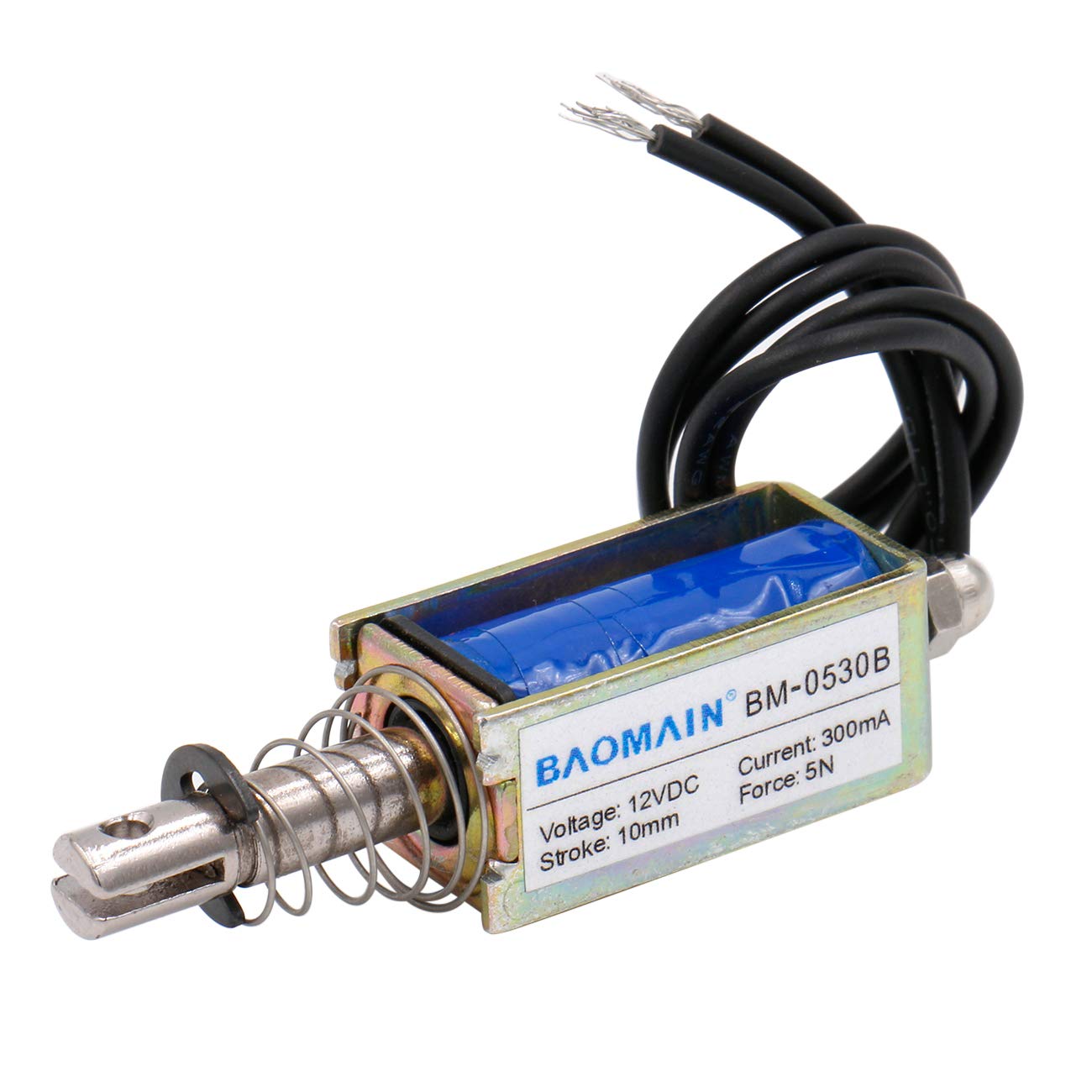 Baomain BM-0530B Frame Solenoid Electromagnet, DC 12 V 950 mA, 10 mm 5 N Push-Pull - BAOMAIN