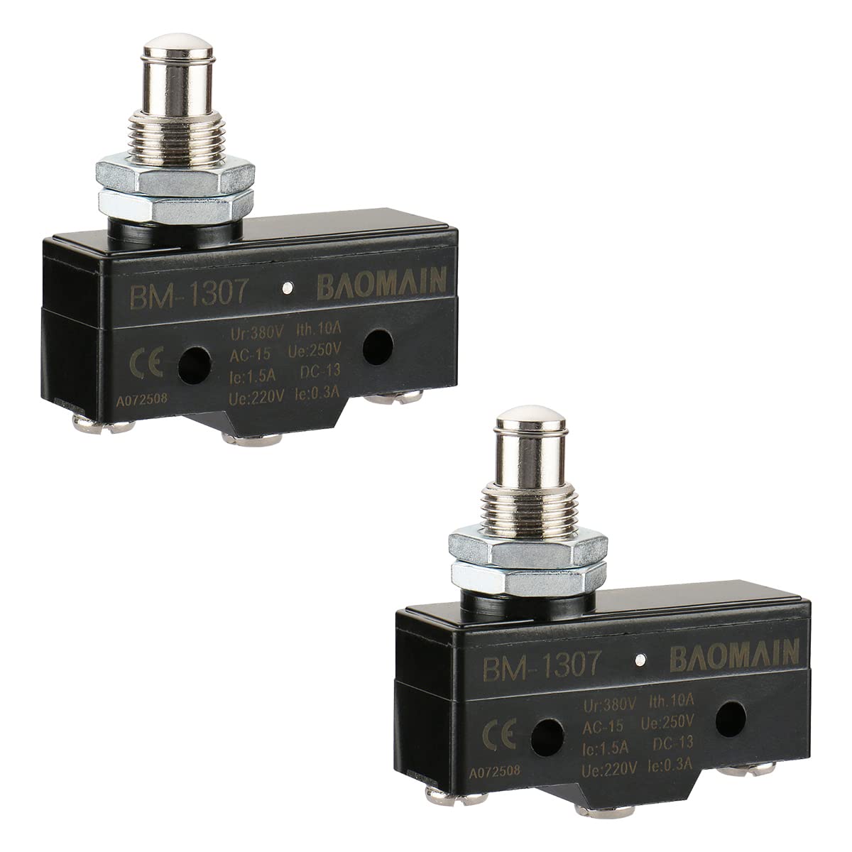 Baomain Plattenmontagekolben Normalerweise 250 VAC 15 A Mikroschalter CM-1307 CE TÜV 2er-Pack