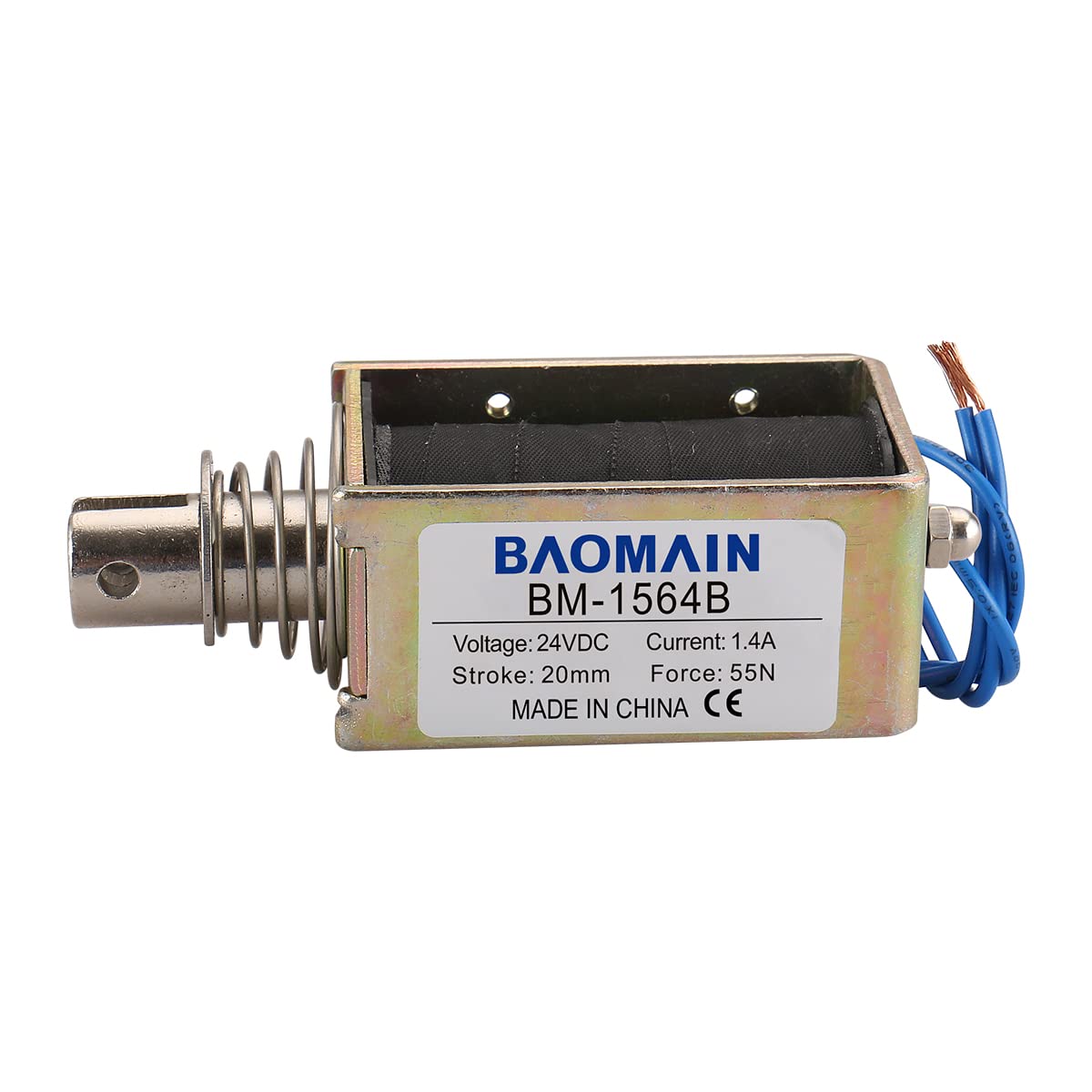 Baomain Push-Pull-Elektromagnet BM-1564B DC24V 1,4A Hub 20mm 55N Offener Rahmen Linearantrieb