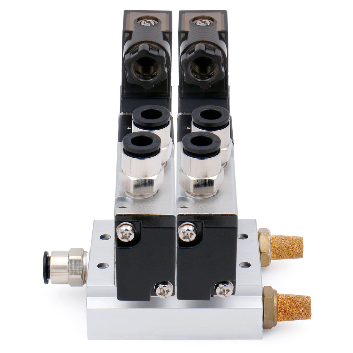 Baomain 2 Space Pneumatisches Magnetventil 4V110-06 12 V/24 V/110 V/220 V PT1/8 Einzelkopf 2 Positionen 5 Wege mit Basisschalldämpfer Schnellmontagesatz