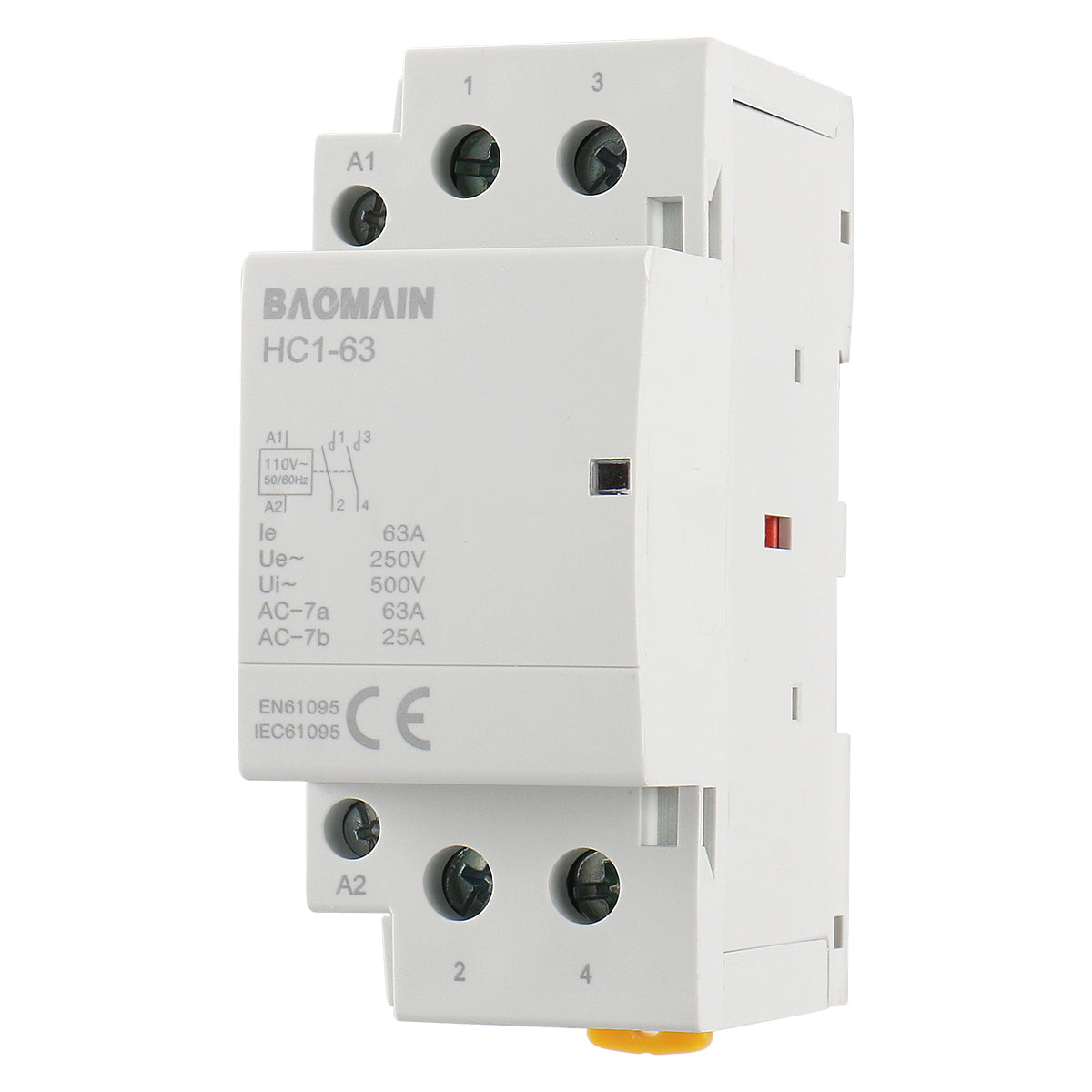 BAOMAIN Household AC Contactor HC1-63(BCT-63) 12V/24V/110V/220V AC 63A 2 Pole Normally Open 35mm DIN Rail Mount - BAOMAIN