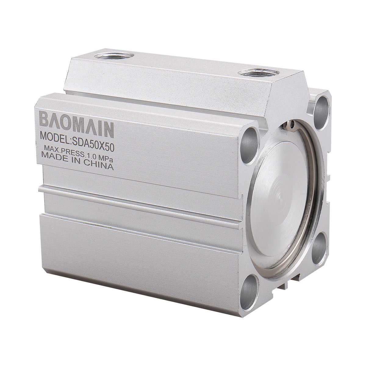 Baomain Compact Thin Pneumatic Air Cylinder SDA-50 Series 50mm Bore Double Action PT1/4 Port with 2 Fitting - BAOMAIN
