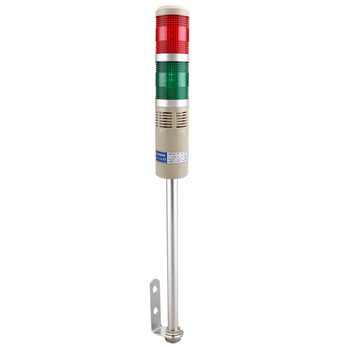 Baomain Industrial Signal Light Column LED Alarm Round Tower Light Indicator Continuous Light Warning Light Buzzer Red Green LTA-502TJ - BAOMAIN