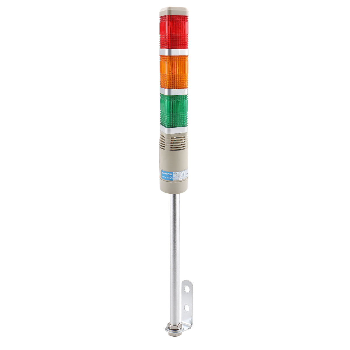 Baomain Industrial Signal Light Column LED Alarm Square Tower Light Indicator Flash Light Warning Light Buzzer Red Green Yellow LTA-402WJ - BAOMAIN