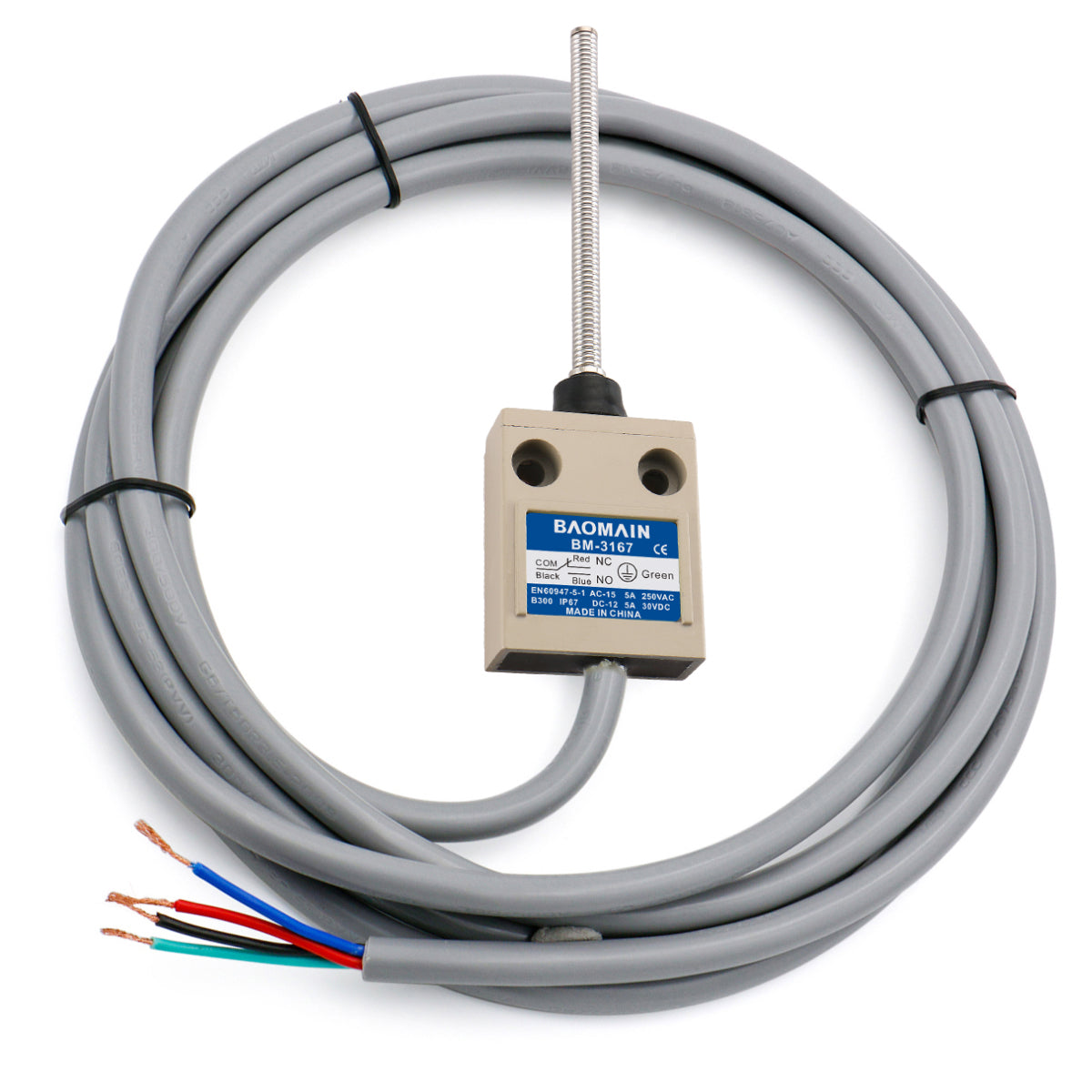 Baomain Endschalter BM-3167 (TZ-3167) Schraubenfederstößel Momentan SPDT 1NO 1NC IP67 Wasserdicht mit Innenkern Mehrfachmontage