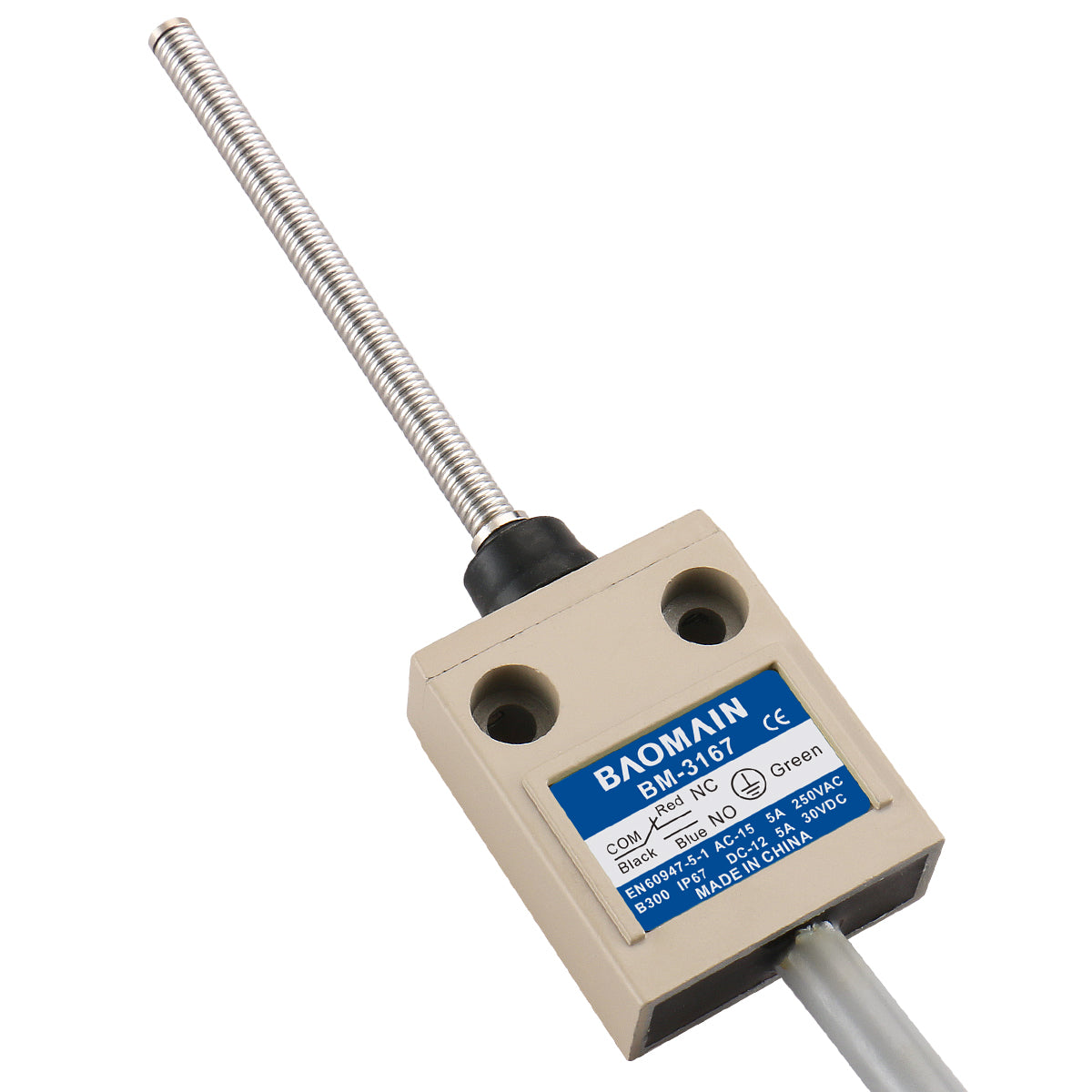 Baomain Endschalter BM-3167 (TZ-3167) Schraubenfederstößel Momentan SPDT 1NO 1NC IP67 Wasserdicht mit Innenkern Mehrfachmontage
