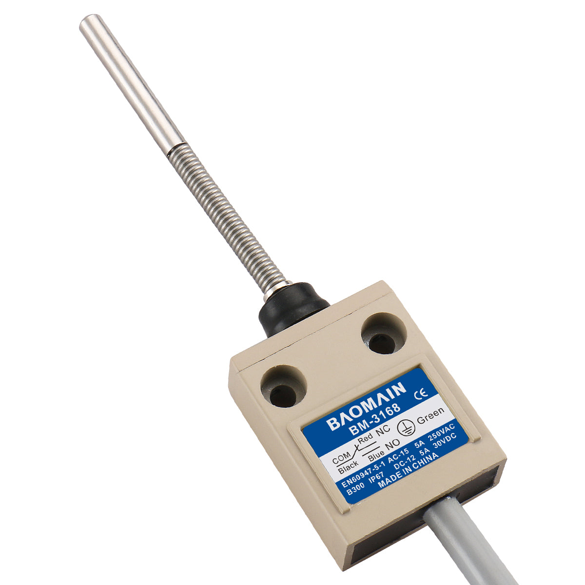 Baomain Endschalter BM-3168 (TZ-3168) Schraubenfederstößel Momentan SPDT 1NO 1NC IP67 Wasserdicht mit Innenkern Mehrfachmontage