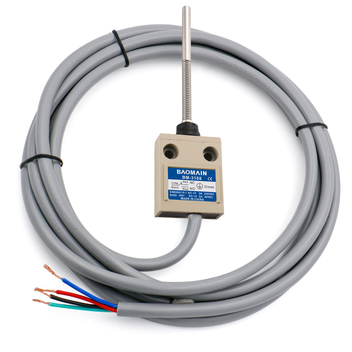 Baomain Endschalter BM-3168 (TZ-3168) Schraubenfederstößel Momentan SPDT 1NO 1NC IP67 Wasserdicht mit Innenkern Mehrfachmontage