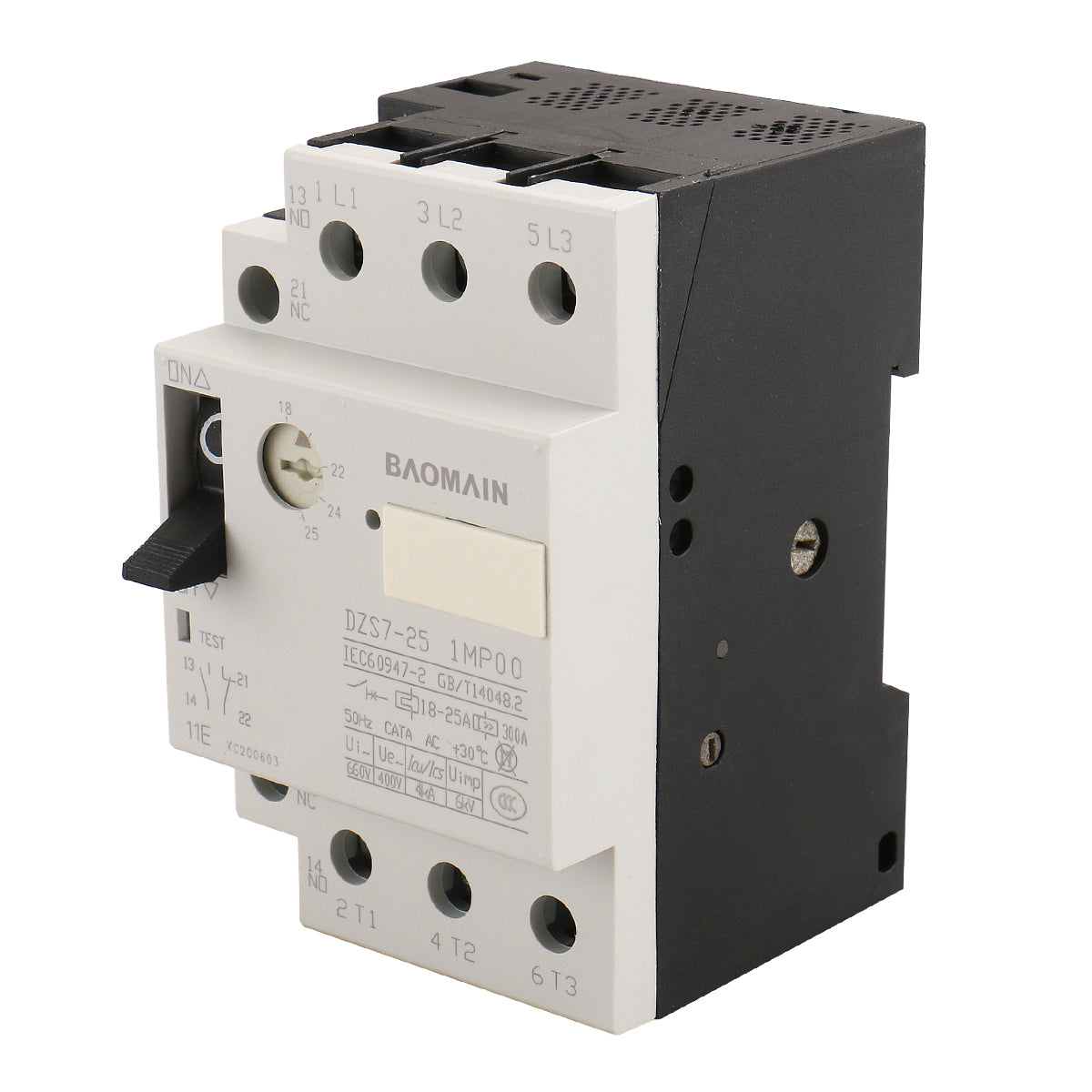 Baomain Motor Starter Circuit Breaker Protector DZS7-25 MP00 3VU13 18-25A DIN Rail Mount