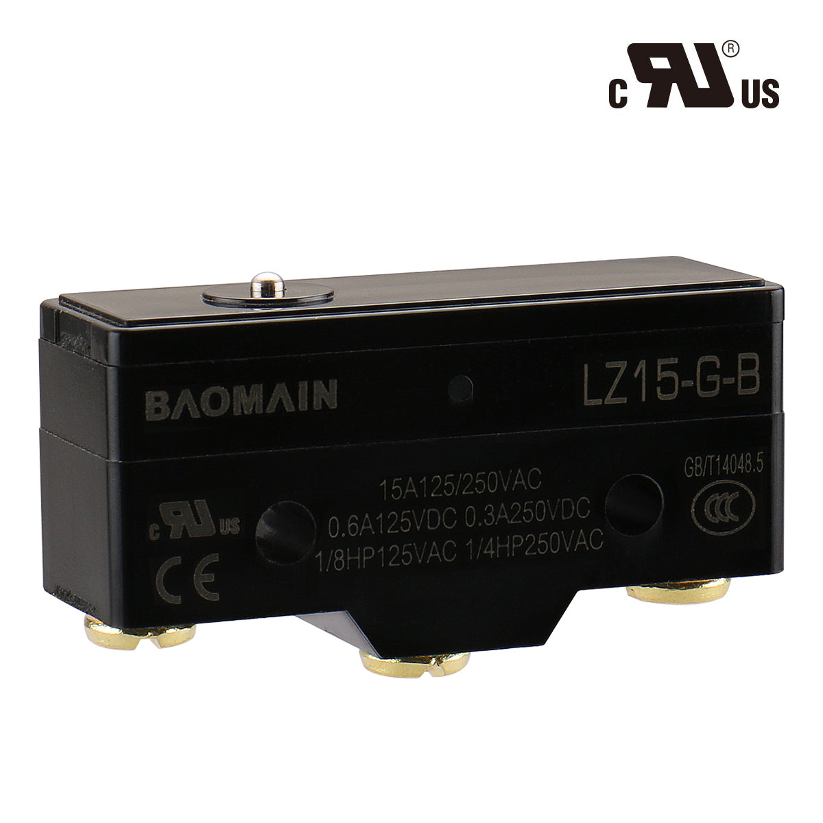 Baomain Pin Plunger Mikroschalter LZ15-GB Momentan 15A 250VAC Mikro-Druckknopfschalter UL CE-gelistet