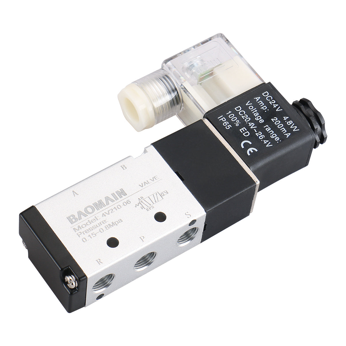 Pneumatisches Magnetventil 4V210-06 12 V/24 V/110 V/220 V 2 Positionen 5 Wege PT1/8 Zoll intern vorgesteuert Einzeltyp pneumatische Luft-elektrische Steuerung