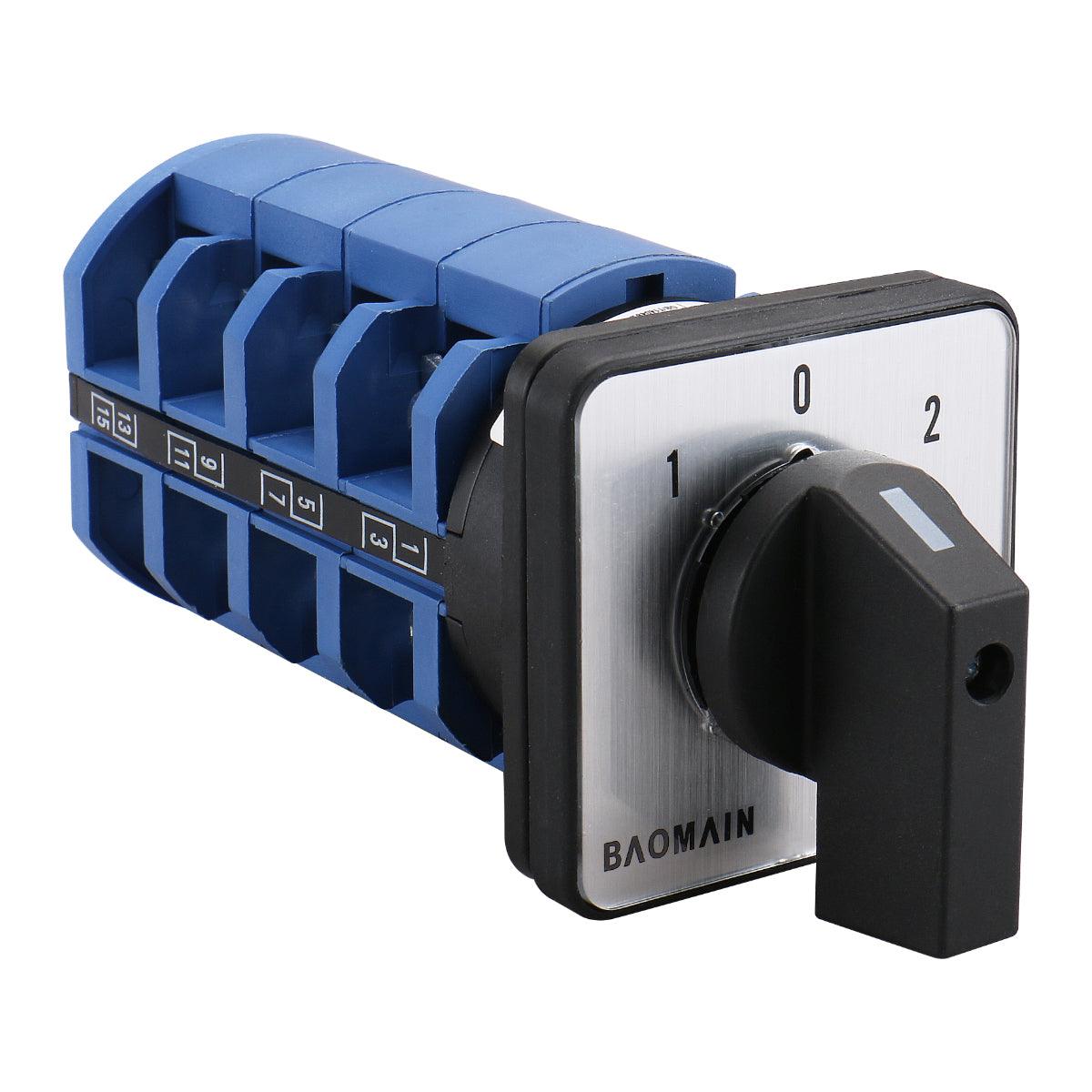 Baomain Universal Rotary Selector Changeover Cam Switch SZW26-63/D404.4 AC 660V 63A 3 Positions 4NO+4NC 16 Terminals - BAOMAIN
