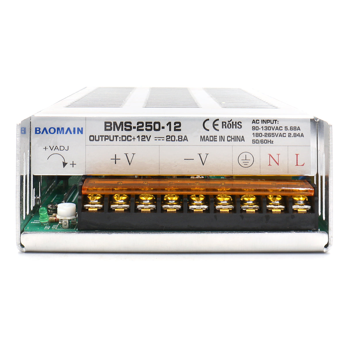Baomain Schaltnetzteil, Eingang 110 V/220 V AC, Ausgang 12 V/24 VDC 250 W, Leistungstransformator für LED-Lichtstreifen/CCTV-Kamera/Sicherheitssystem/Radio/Computerprojekt, CB-gelistet
