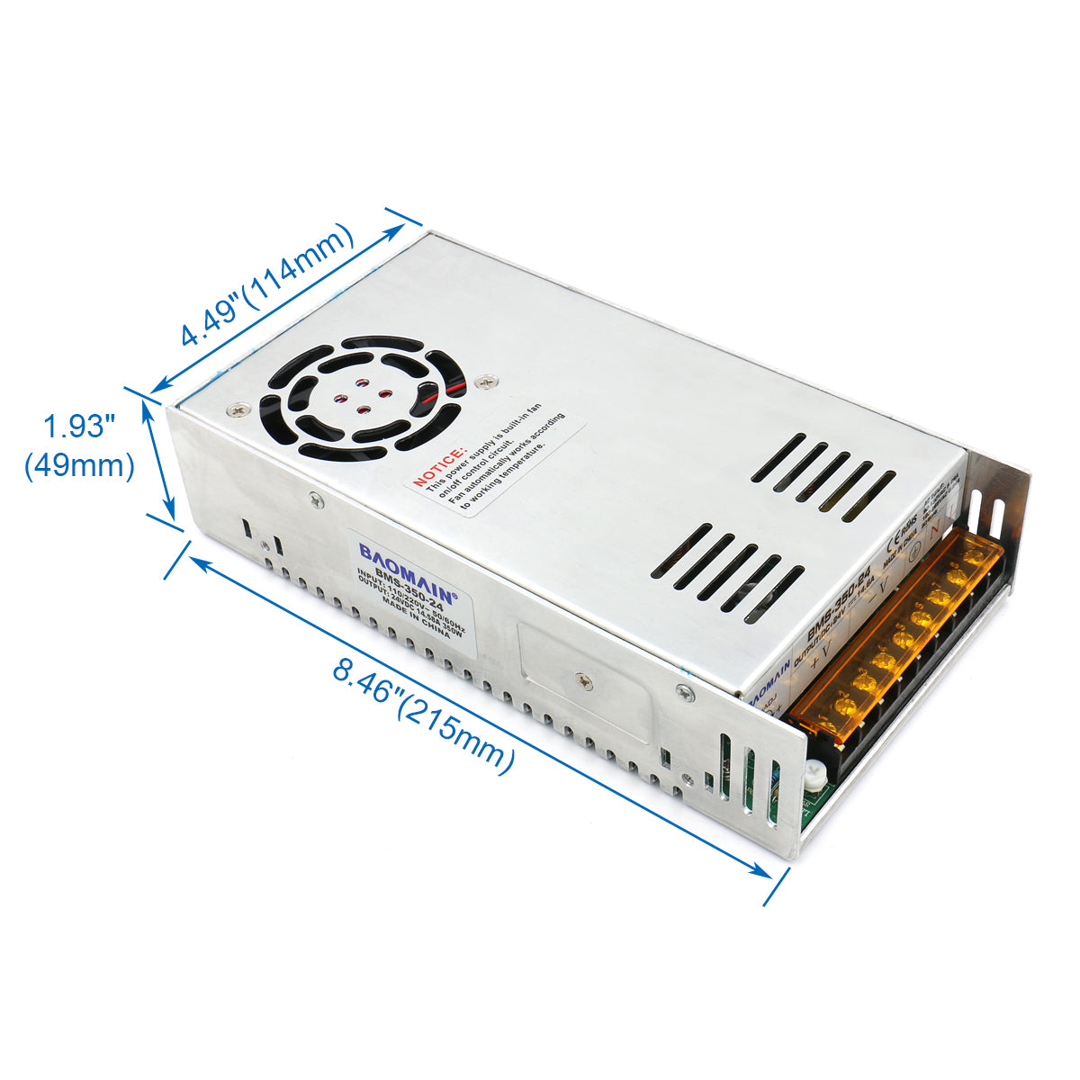 Baomain Schaltnetzteil, Eingang 110 V/220 V AC, Ausgang 12 V/24 VDC 350 W, Leistungstransformator für LED-Lichtstreifen/CCTV-Kamera/Sicherheitssystem/Radio/Computerprojekt, CB-gelistet