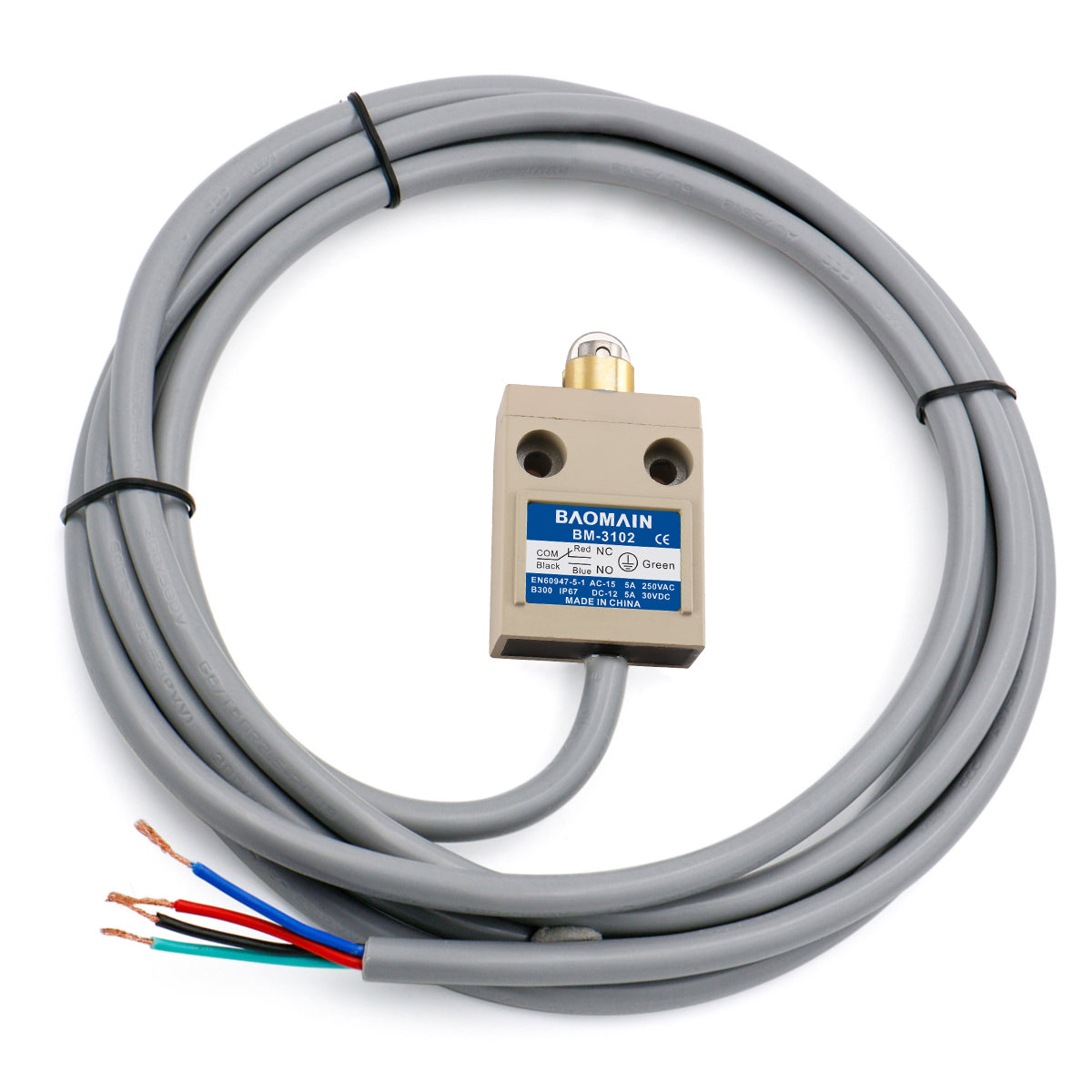 Baomain Endschalter BM-3102 (TZ-3102) 1NO+1NC SPDT IP67 Edelstahl Rollenstößel IP67 Wasserdicht