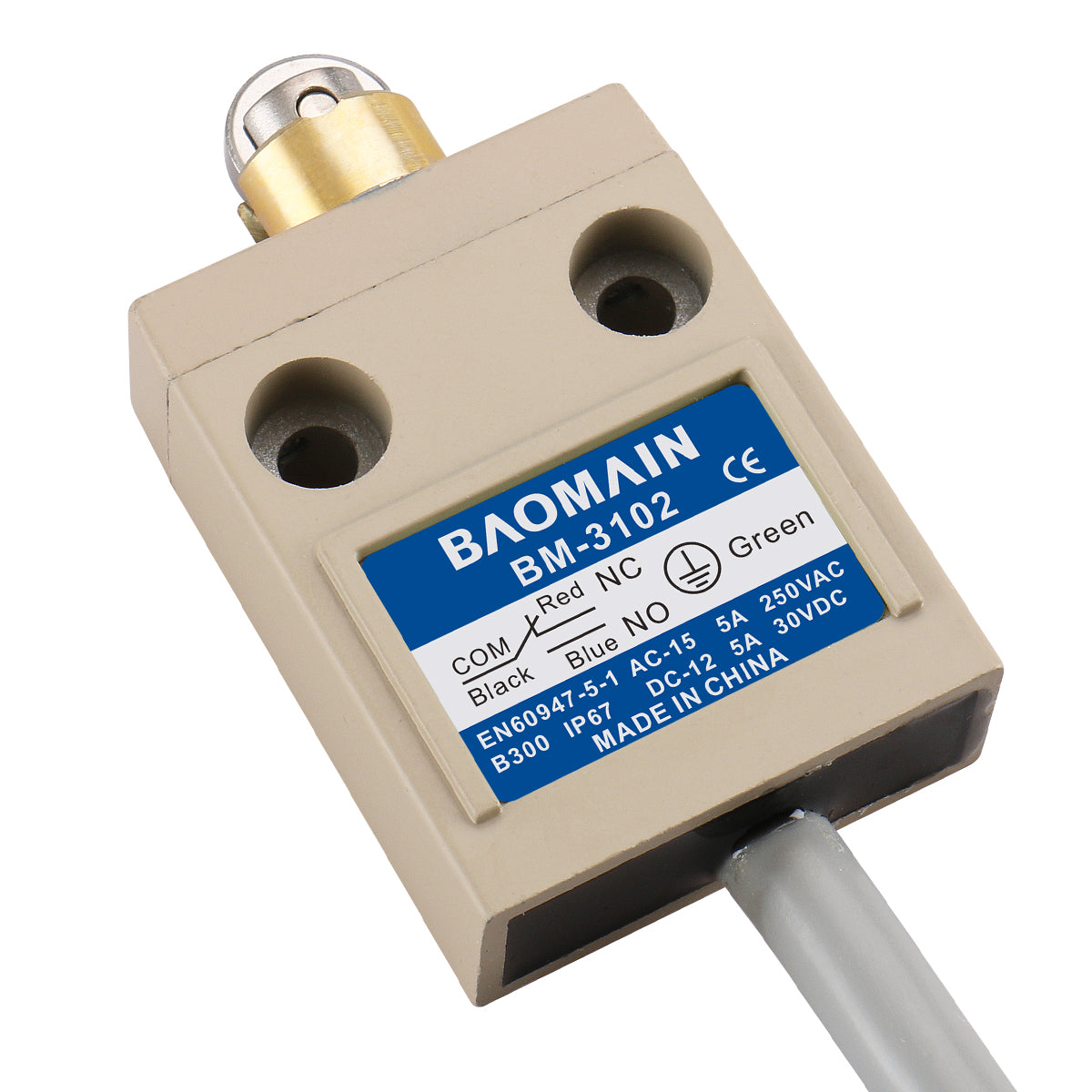 Baomain Endschalter BM-3102 (TZ-3102) 1NO+1NC SPDT IP67 Edelstahl Rollenstößel IP67 Wasserdicht