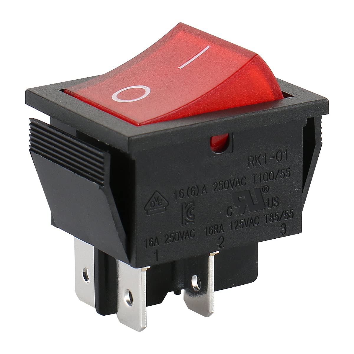 Baomain Boat Rocker Switch ON/OFF 2 Position DPST 4 Pin 16A/250V 16A/125VAC Red Light UL TUV List - BAOMAIN