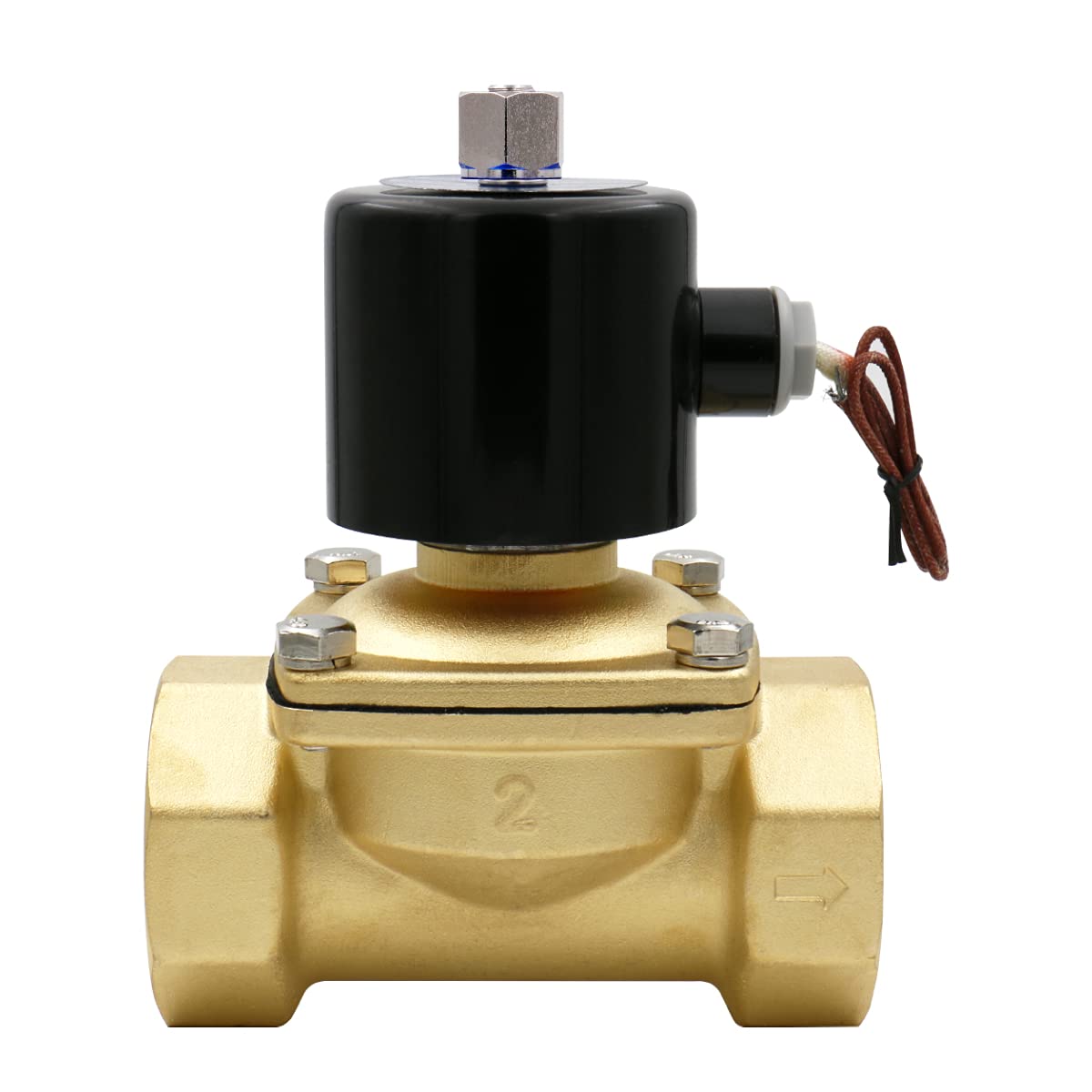 Baomain Pneumatisches elektrisches Magnetventil 2 Zoll 12 V/24 V/110 V/220 V Normalerweise offen 2-Wege-Messing für Wasser, Luft 2W-500-50K