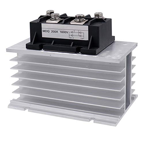 Baomain Brückengleichrichter MDQ-200A 200A 1600V Diodenmodul mit Kühlkörpern Aluminium