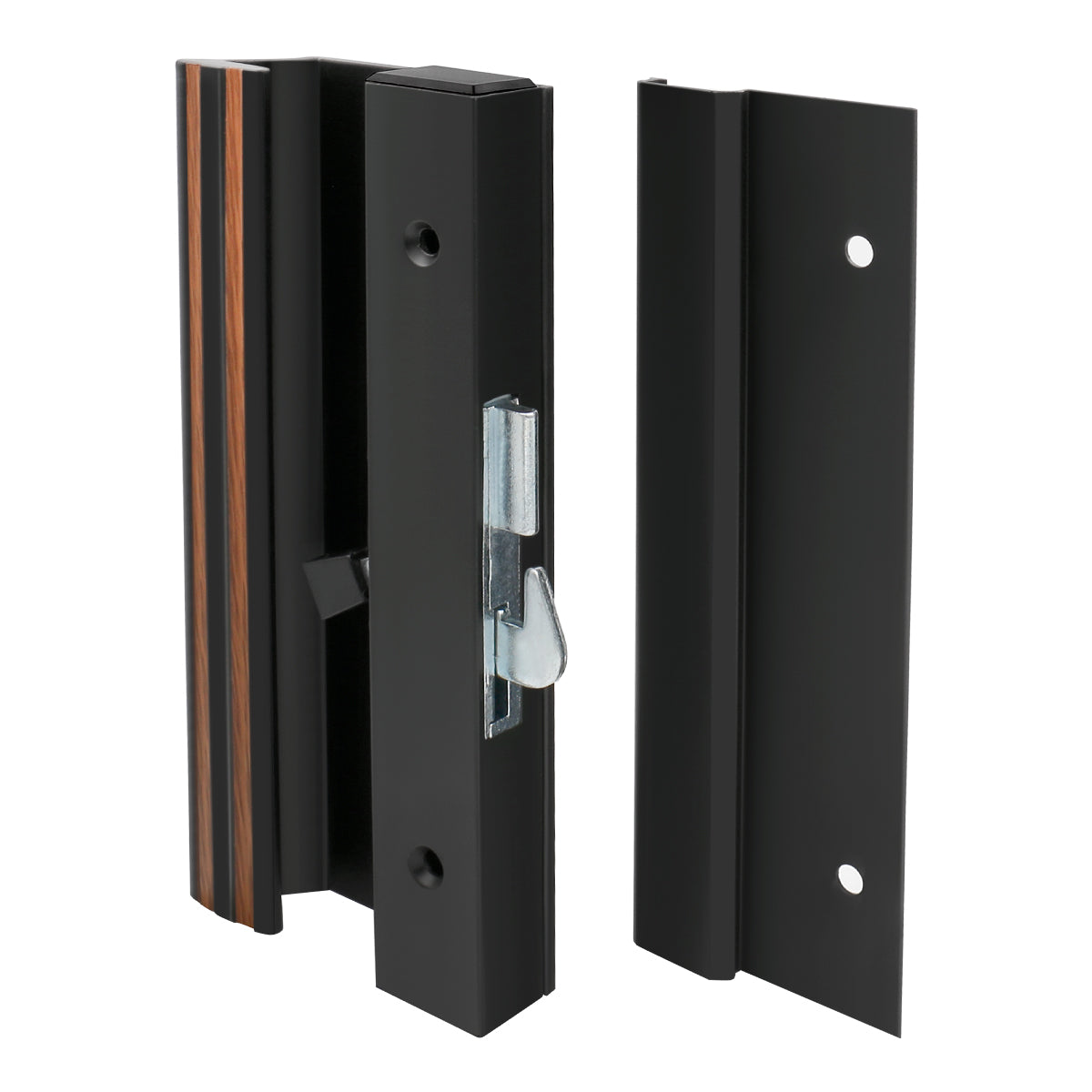 Sliding Glass Patio Door Handle Set C-1001 4-15/16" Screw Holes, 1-1/2" Standard Handle Profile, Extruded Aluminum, Hook Style, Surface Mount, Black - BAOMAIN