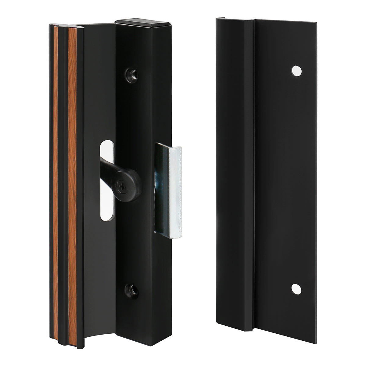 Patio Sliding Door Handle Set C-1006 Hole Center 4-15/16 inch, Latch Hook 1/2", Flush Extruded Aluminum, Black - BAOMAIN