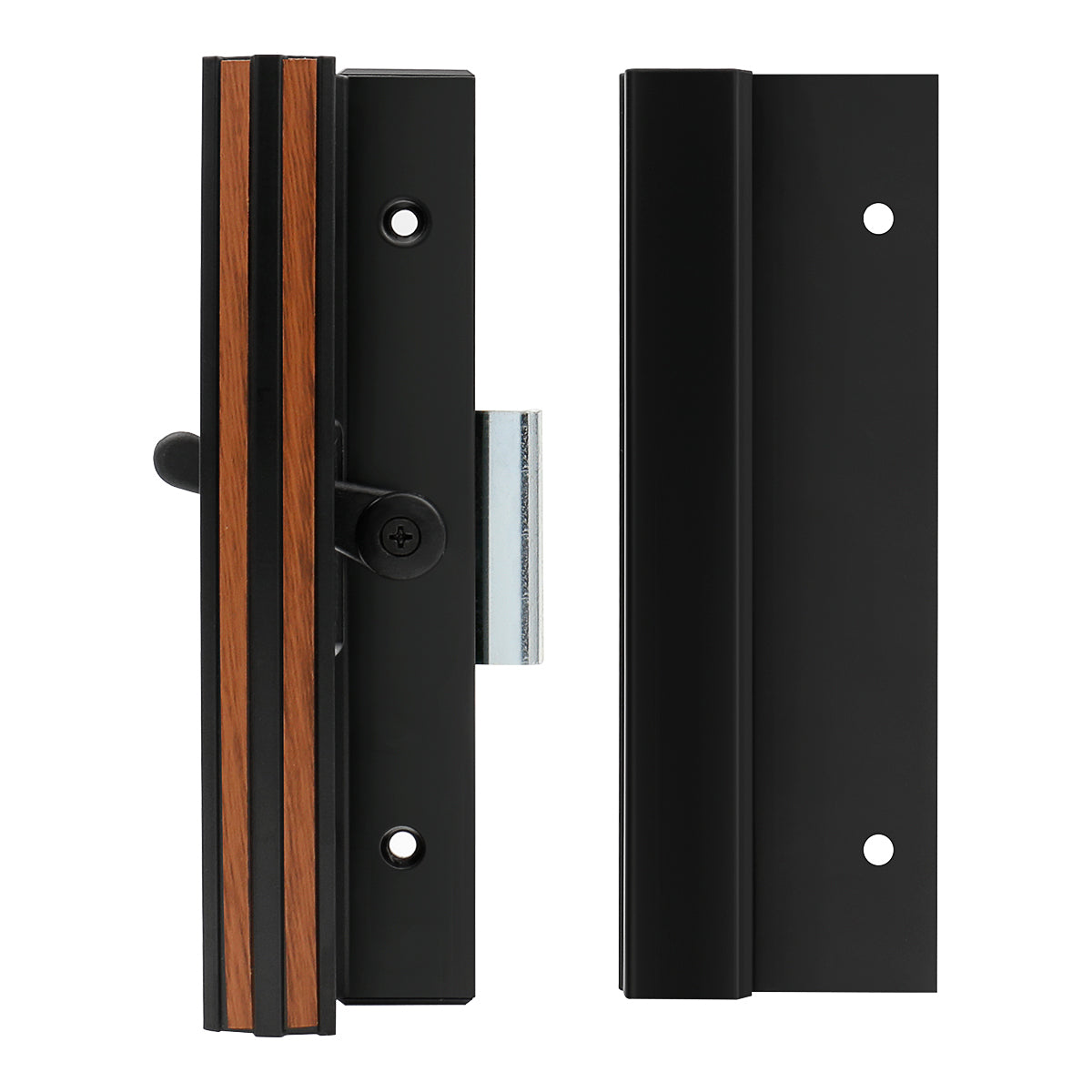 Patio Sliding Door Handle Set C-1006 Hole Center 4-15/16 inch, Latch Hook 1/2", Flush Extruded Aluminum, Black - BAOMAIN
