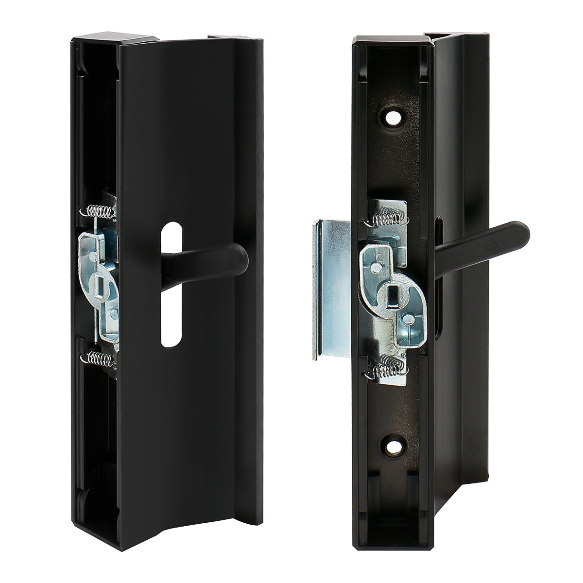 Patio Sliding Door Handle Set C-1006 Hole Center 4-15/16 inch, Latch Hook 1/2", Flush Extruded Aluminum, Black - BAOMAIN