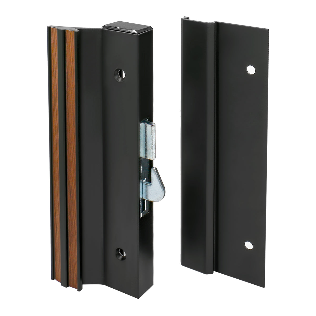 Patio Door Handle Set C-1007 4-15/16 inch, Hook Latch, Low Base/Low Profile Latching Handle, Extruded Aluminum, Black - BAOMAIN