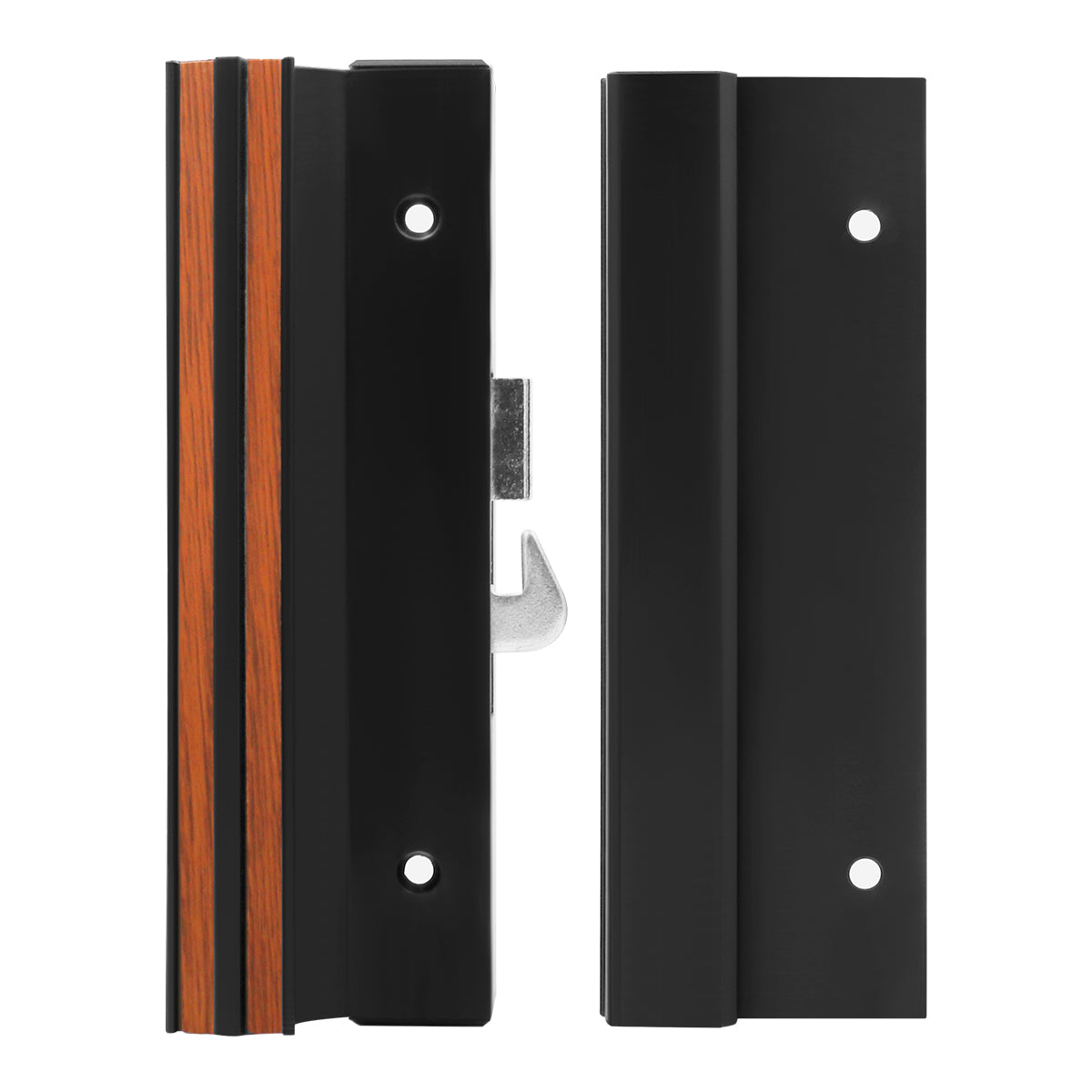 Patio Door Handle Set C-1007 4-15/16 inch, Hook Latch, Low Base/Low Profile Latching Handle, Extruded Aluminum, Black - BAOMAIN