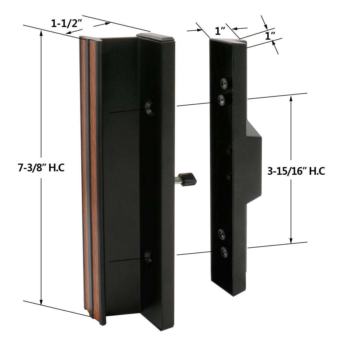 Patio Door Mortise Style Handle C-1058, Black Extruded Inside, Diecast Outside - BAOMAIN