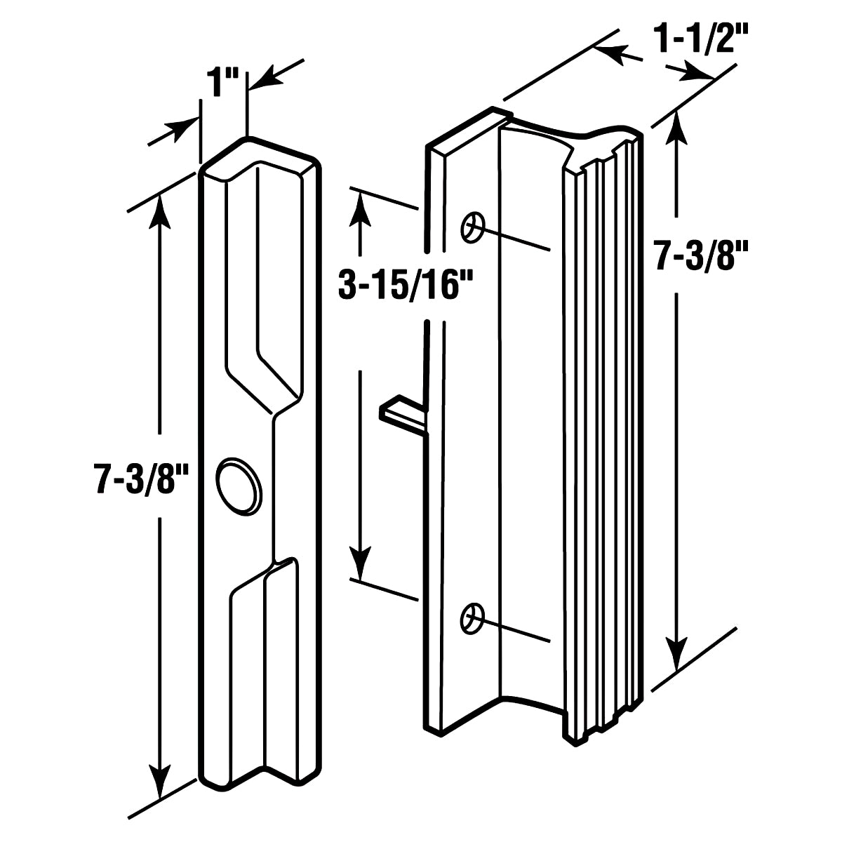 Patio Door Mortise Style Handle C-1058, Black Extruded Inside, Diecast Outside - BAOMAIN